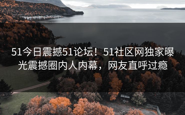 51今日震撼51论坛!51社区网独家曝光震撼圈内人内幕,网友直呼过瘾