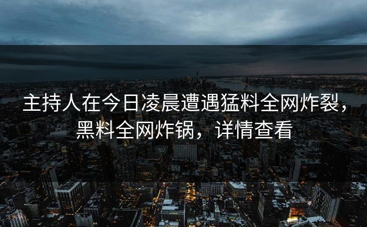 主持人在今日凌晨遭遇猛料全网炸裂，黑料全网炸锅，详情查看