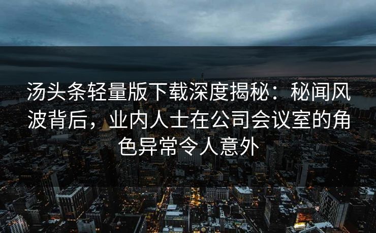 汤头条轻量版下载深度揭秘：秘闻风波背后，业内人士在公司会议室的角色异常令人意外