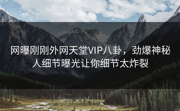 网曝刚刚外网天堂VIP八卦，劲爆神秘人细节曝光让你细节太炸裂
