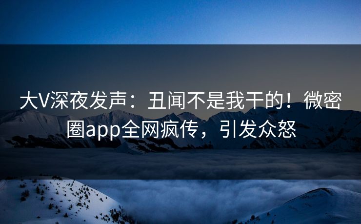 大V深夜发声：丑闻不是我干的！微密圈app全网疯传，引发众怒