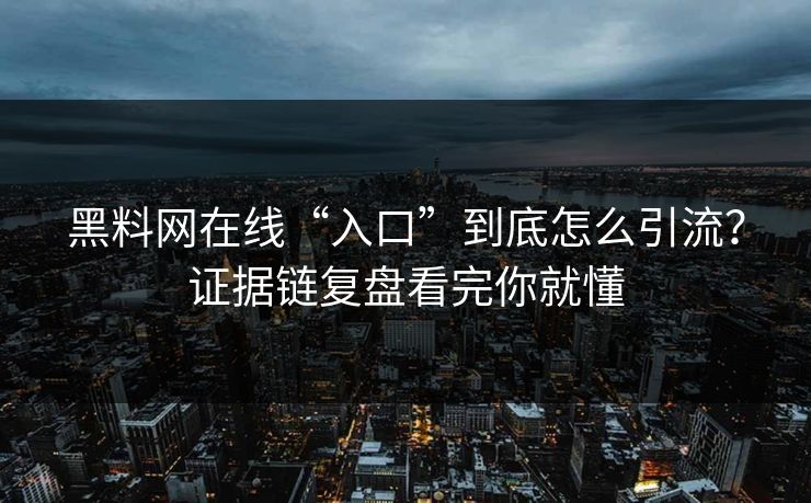 黑料网在线“入口”到底怎么引流？证据链复盘看完你就懂