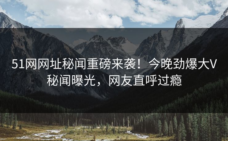 51网网址秘闻重磅来袭！今晚劲爆大V秘闻曝光，网友直呼过瘾