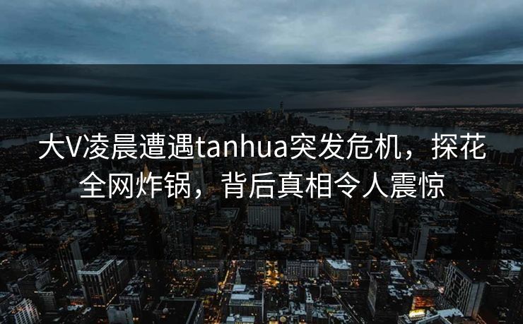 大V凌晨遭遇tanhua突发危机,探花全网炸锅,背后真相令人震惊 大V凌晨遭遇tanhua突发危机,探花全网炸锅,背后真相令人震惊