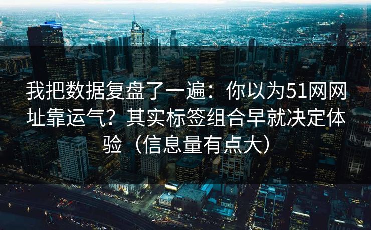我把数据复盘了一遍：你以为51网网址靠运气？其实标签组合早就决定体验（信息量有点大）